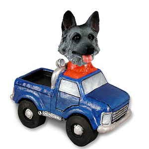 Black & Silver German Shepherd Pickup Doogie Collectible Dog Figurine