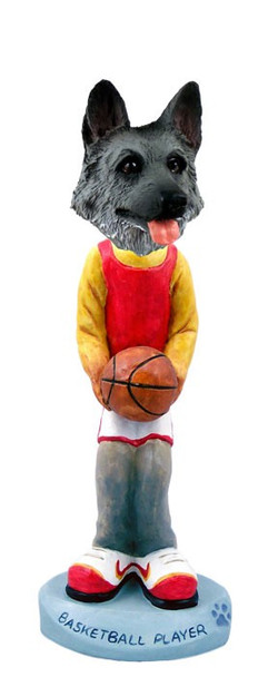 Black & Silver German Shepherd Basketball Doogie Collectible Dog Figurine