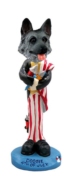 Black & Silver German Shepherd 4th of July Doogie Collectible Dog Figurine