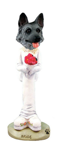 Black & Silver German Shepherd Bride Doogie Collectible Dog Figurine