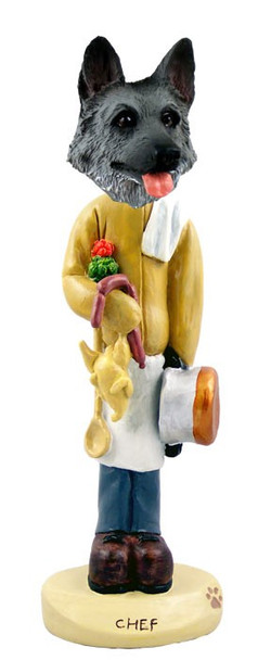 Black & Silver German Shepherd Chef Doogie Collectible Dog Figurine
