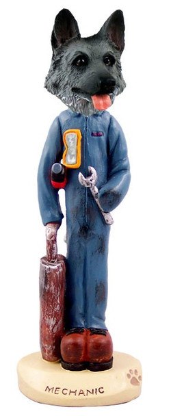 Black & Silver German Shepherd Mechanic Doogie Collectible Dog Figurine