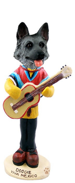 Black & Silver German Shepherd Viva Mexico Doogie Collectible Dog Figurine