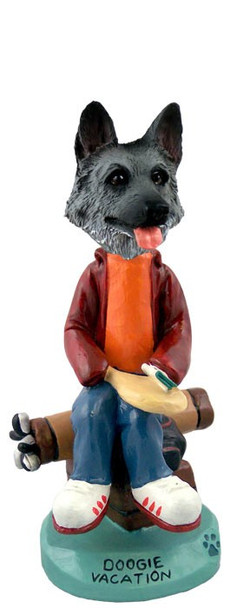 Black & Silver German Shepherd Vacation Doogie Collectible Dog Figurine