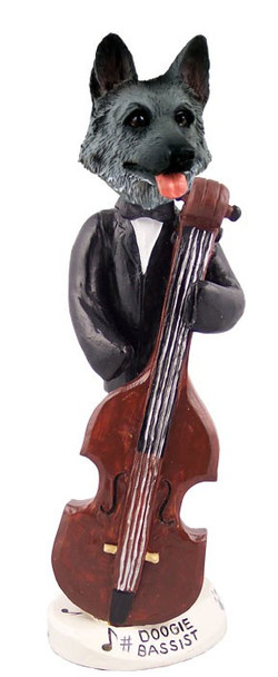 Black & Silver German Shepherd Bassist Doogie Collectible Dog Figurine