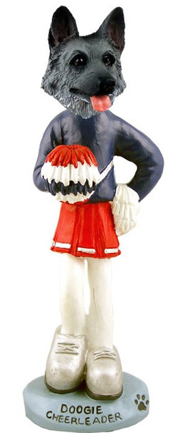 Black & Silver German Shepherd Cheerleader Doogie Collectible Dog Figurine