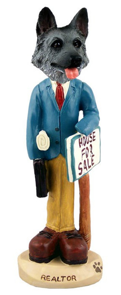 Black & Silver German Shepherd Male Realtor Doogie Collectible Dog Figurine