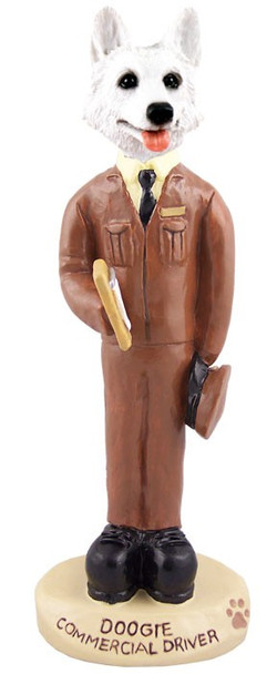 White German Shepherd Commercial Driver Doogie Collectible Dog Figurine