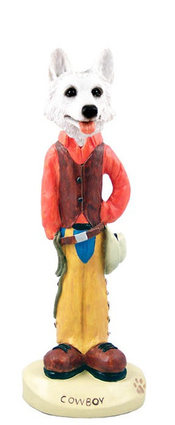 White German Shepherd Cowboy Doogie Collectible Dog Figurine