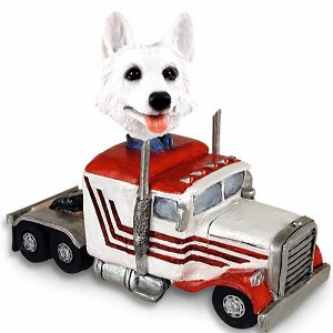 White German Shepherd Truck Tractor Doogie Collectible Dog Figurine