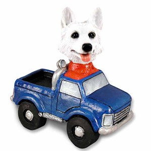White German Shepherd Pickup Doogie Collectible Dog Figurine