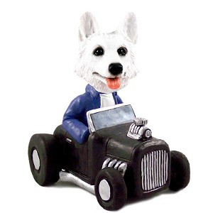 White German Shepherd Hot Rod Doogie Collectible Dog Figurine