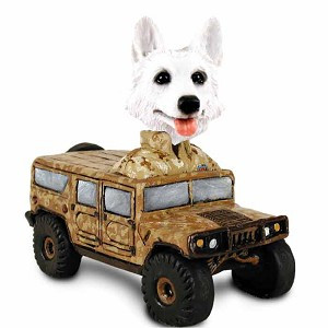 White German Shepherd Hummer Doogie Collectible Dog Figurine