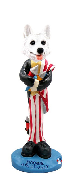 White German Shepherd 4th of July Doogie Collectible Dog Figurine