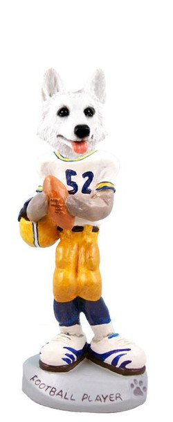 White German Shepherd Football Player Doogie Collectible Dog Figurine