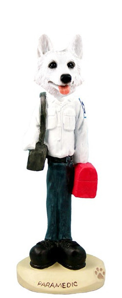 White German Shepherd Paramedic Doogie Collectible Dog Figurine