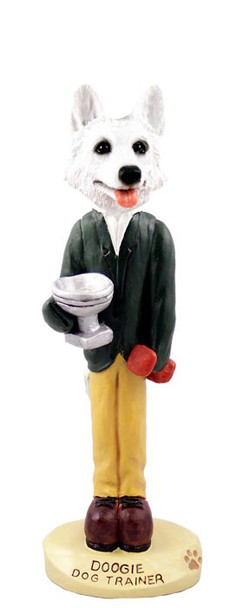 White German Shepherd Trainer Doogie Collectible Dog Figurine