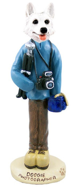 White German Shepherd Photographer Doogie Collectible Dog Figurine