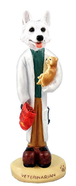 White German Shepherd Veterinarian Doogie Collectible Dog Figurine