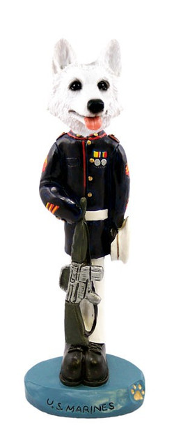 White German Shepherd U S Marines Doogie Collectible Dog Figurine