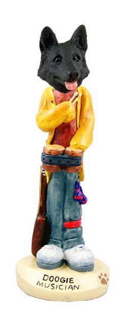 Black German Shepherd Musician Doogie Collectible Dog Figurine