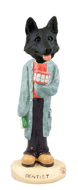 Black German Shepherd Dentist Doogie Collectible Dog Figurine