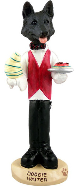Black German Shepherd Waiter Doogie Collectible Dog Figurine
