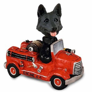 Black German Shepherd Fire Engine Doogie Collectible Dog Figurine