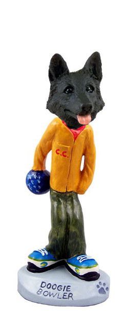 Black German Shepherd Bowler Doogie Collectible Dog Figurine