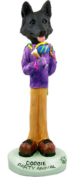 Black German Shepherd Party Animal Doogie Collectible Dog Figurine