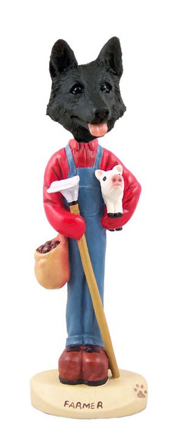 Black German Shepherd Farmer Doogie Collectible Dog Figurine
