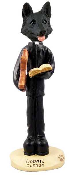 Black German Shepherd Clergy Doogie Collectible Dog Figurine