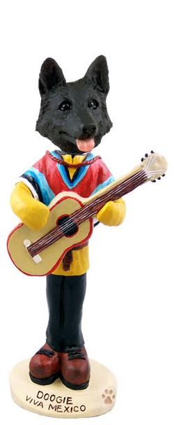 Black German Shepherd Viva Mexico Doogie Collectible Dog Figurine
