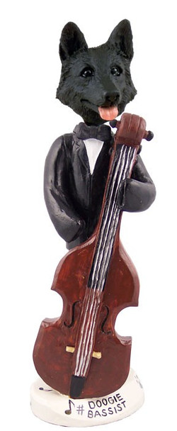 Black German Shepherd Bassist Doogie Collectible Dog Figurine