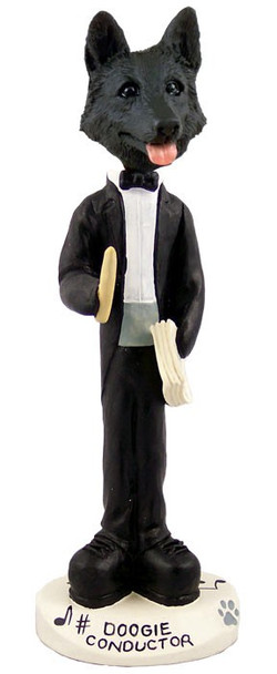 Black German Shepherd Conductor Doogie Collectible Dog Figurine