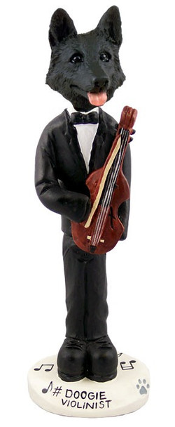 Black German Shepherd Violinist Doogie Collectible Dog Figurine