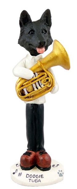 Black German Shepherd Tuba Doogie Collectible Dog Figurine