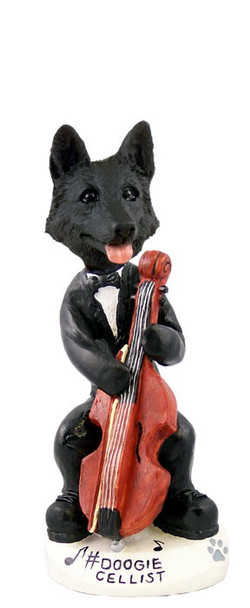 Black German Shepherd Cellist Doogie Collectible Dog Figurine