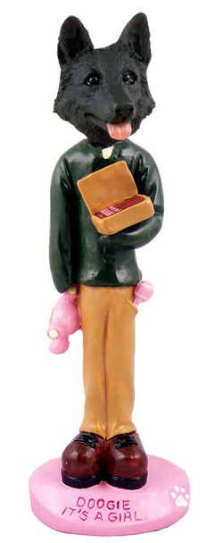 Black German Shepherd It's a Girl Doogie Collectible Dog Figurine