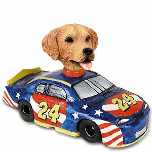 Golden Retriever Race Car Doogie Collectible Dog Figurine