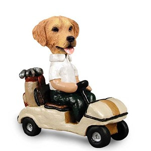 Golden Retriever Golf Cart Doogie Collectible Dog Figurine