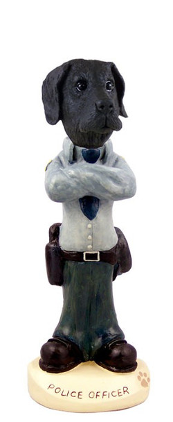 Black Great Dane Uncropped Ears Police Doogie Collectible Dog Figurine