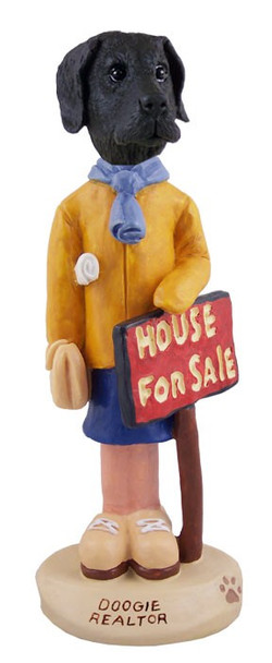 Black Great Dane Uncropped Ears Female Realtor Doogie Collectible Dog Figurine