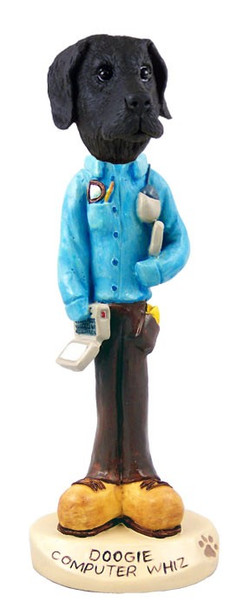 Black Great Dane Uncropped Ears Computer Whiz Doogie Collectible Dog Figurine