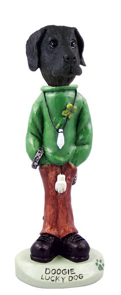Black Great Dane Uncropped Ears Lucky Doogie Collectible Dog Figurine