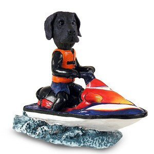 Black Great Dane Uncropped Ears Jet Ski Doogie Collectible Dog Figurine