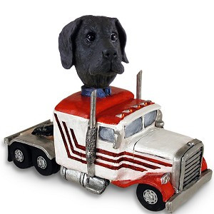 Black Great Dane Uncropped Ears Truck Tractor Doogie Collectible Dog Figurine