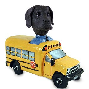 Black Great Dane Uncropped Ears School Bus Doogie Collectible Dog Figurine