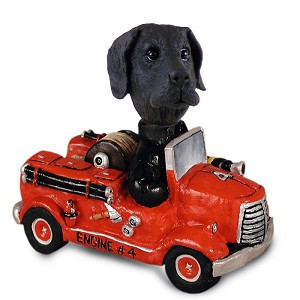 Black Great Dane Uncropped Ears Fire Engine Doogie Collectible Dog Figurine