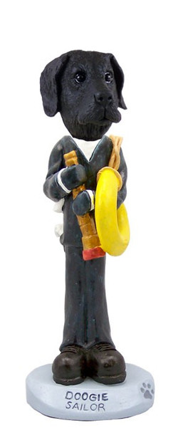 Black Great Dane Uncropped Ears Sailor Doogie Collectible Dog Figurine
